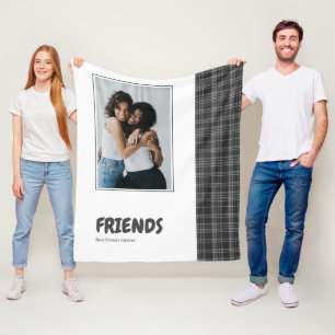 Friends Fun Personalized Grey Tartan Fleece Blanket