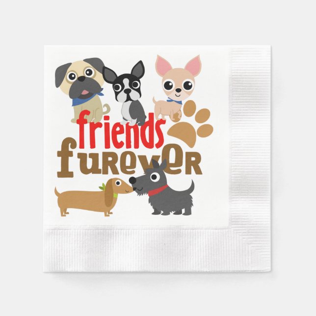 Friends Furever Dogs Puppies Napkin (Front)