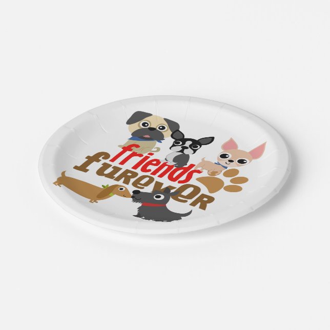 Friends Furever Dogs Puppies Paper Plate (Angled)