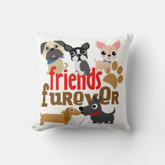 Friends Furever Dogs Puppies Throw Pillow