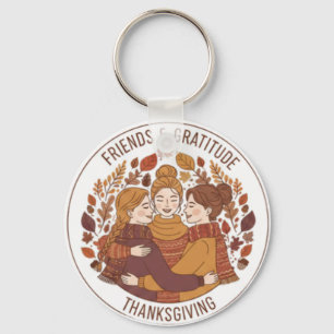 Friends & Gratitude Hugging Girls   Thanksgiving  Keychain