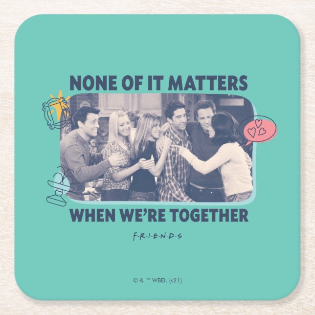 FRIENDS™ | Group Hug Square Paper Coaster (Front)