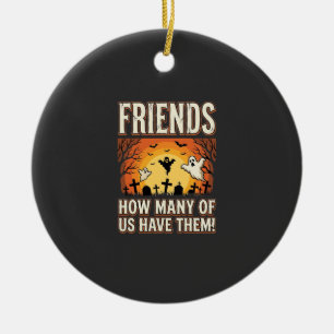 Friends Halloween Ghost Graveyard Design_1 Ceramic Ornament