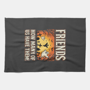 Friends Halloween Ghost Graveyard Design_1 Kitchen Towel