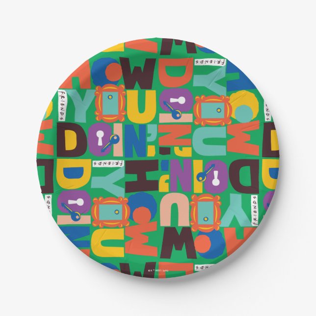 FRIENDS™ | How You Doin' Vibrant Pattern Paper Plate (Front)
