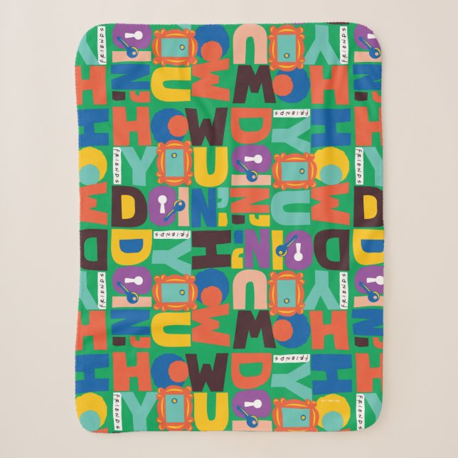 FRIENDS™ | How You Doin' Vibrant Pattern Sherpa Blanket (Front)