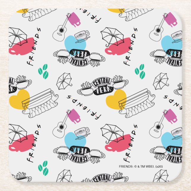 FRIENDS™ | Icon Pattern Square Paper Coaster (Front)