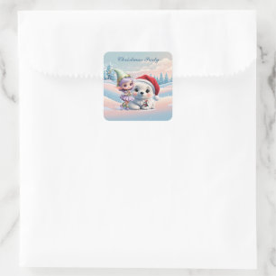 Friends in a fantasy world.  square sticker