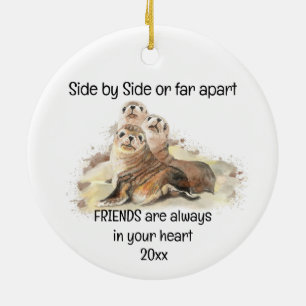 Friends in your Heart Quote Seals Animal Humor Ceramic Ornament