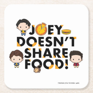 FRIENDS™ Joey Doesn't Share Food Chibi Square Paper Coaster