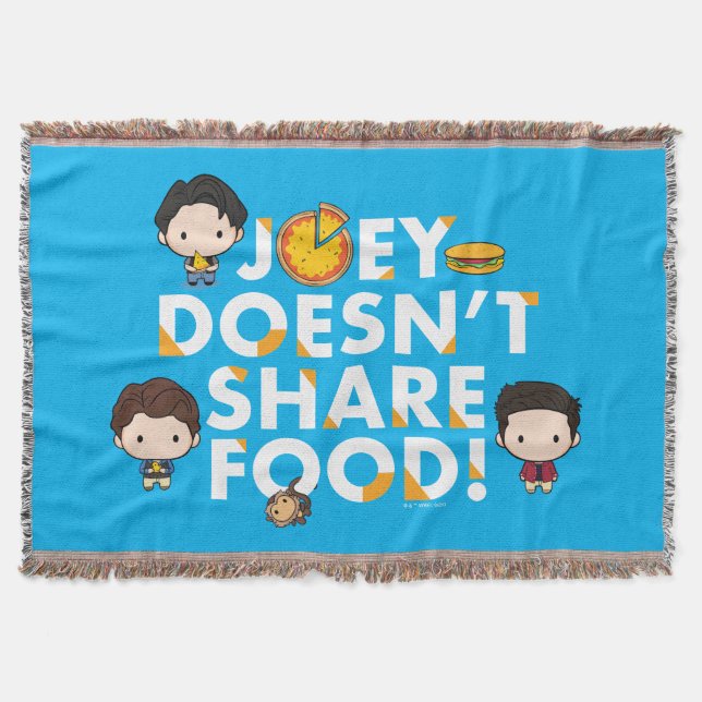 FRIENDS™ | Joey Doesn't Share Food Chibi Throw Blanket (Front)