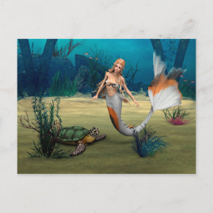 Friends Mermaid und Turtle Postcard