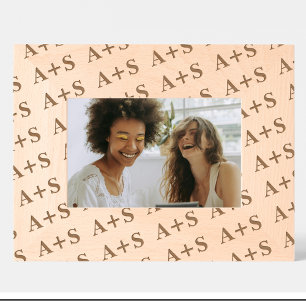 Friends Monogram Pattern Engraved Wood Frame