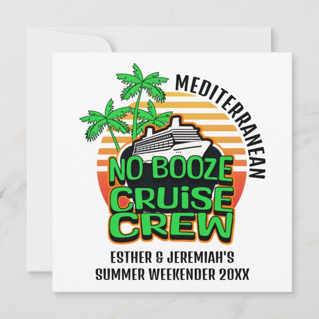 Friends NO BOOZE CRUISE CREW Destination Group  Invitation (Front)