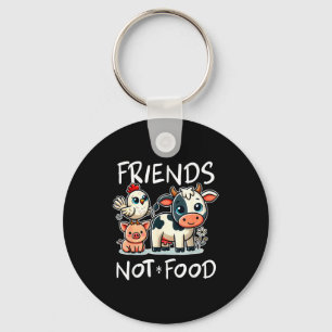 Friends Not Food Funny Vegan Vegetarian Cute Anima Keychain