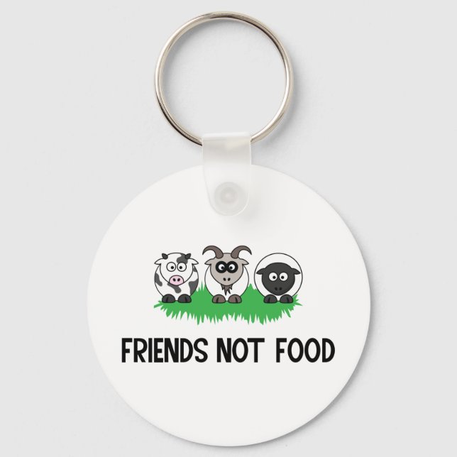 Friends Not Food, Gifts for Vegan Vegetarian Keychain (Front)
