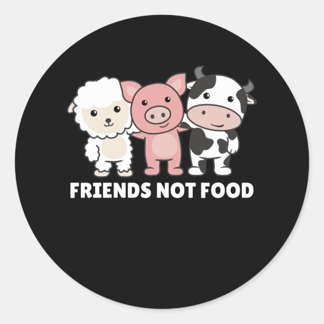 Friends Not Food Vegan Sheep Pig Cow Classic Round Sticker (Front)