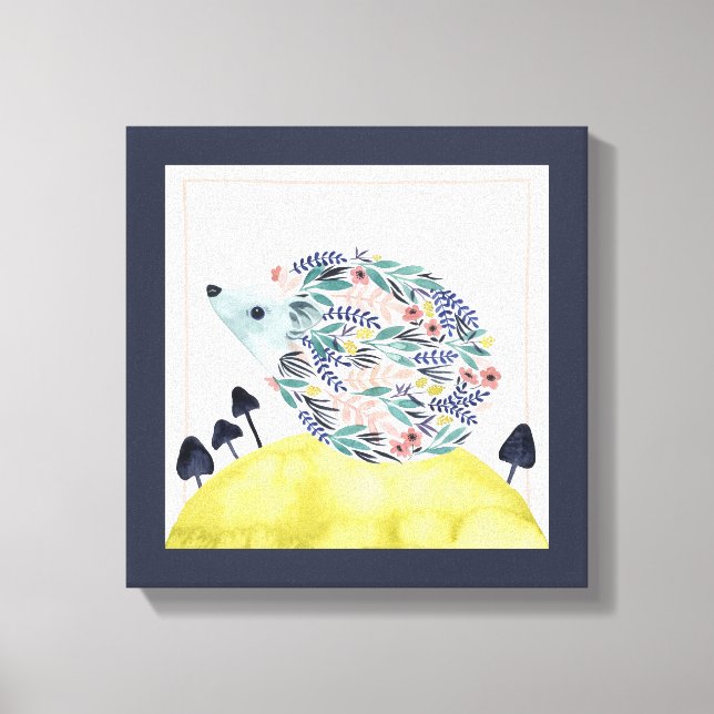 Friends of Clementine | Folk Art Hedge Hog Canvas Print (Front)