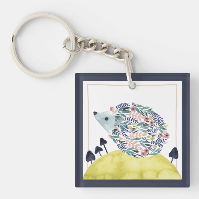 Friends of Clementine | Folk Art Hedge Hog Keychain (Front)