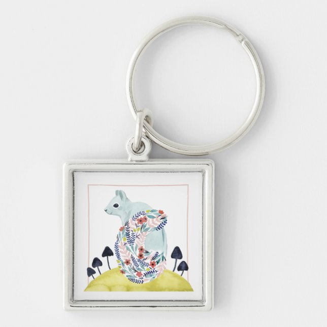 Friends of Clementine | Folk Art Squirrel Keychain (Front)