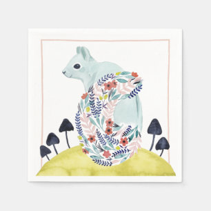 Friends of Clementine   Folk Art Squirrel Napkin