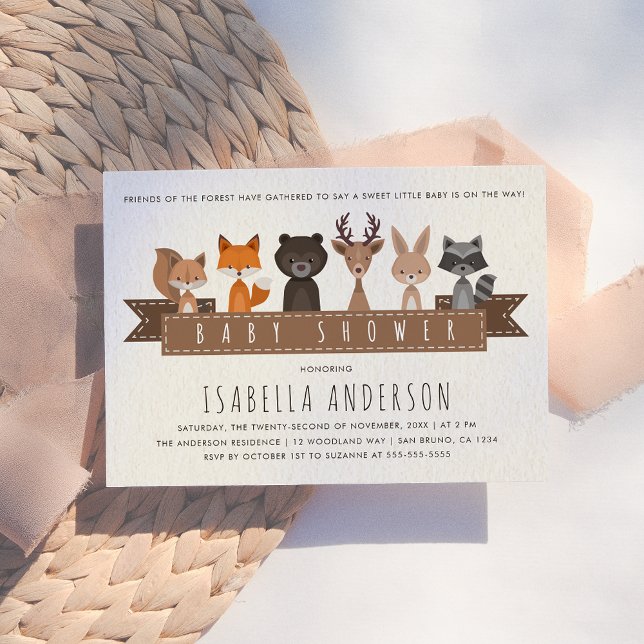 Friends of the Forest Woodland Animals Baby Shower Invitation (Creator Uploaded)