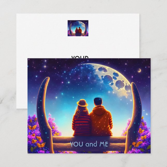 Friends or lovers on a bench in the moonlight, (Front/Back)