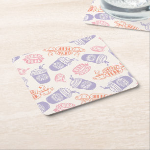 FRIENDS™ Pastel Central Perk Pattern Square Paper Coaster