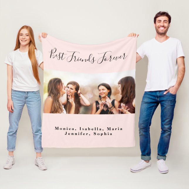 Friends photo blush pink fleece blanket (In Situ)