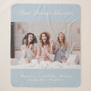 Friends photo dusty blue names sherpa blanket