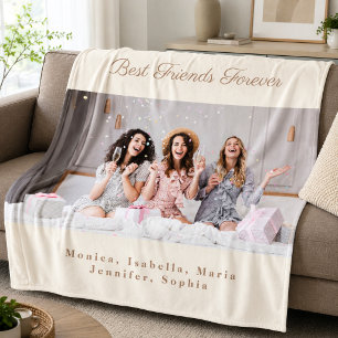 Friends photo off-white cream names fleece blanket