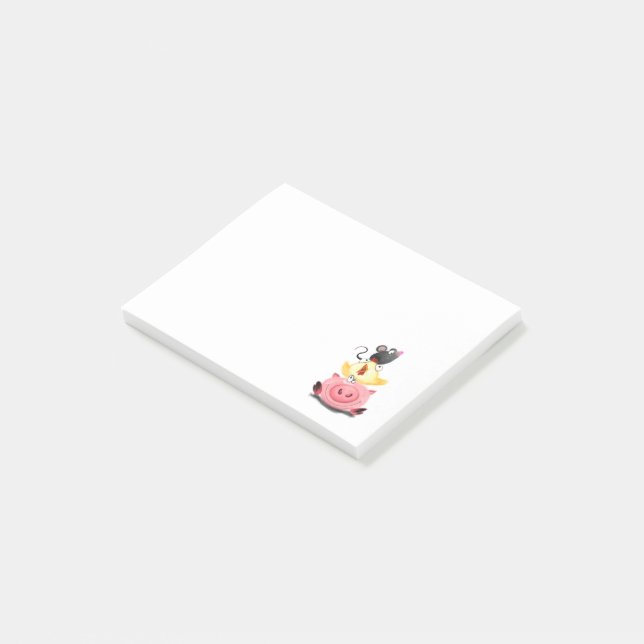 Friends Pig Chicken and Mouse Funny Sticky Notes (Angled)