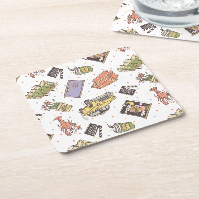 FRIENDS™ | Polka Dot Icon Pattern Square Paper Coaster (Angled)