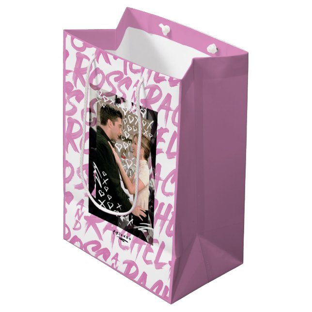 FRIENDS™ | Ross And Rachel Doodled Hearts Medium Gift Bag (Front Angled)
