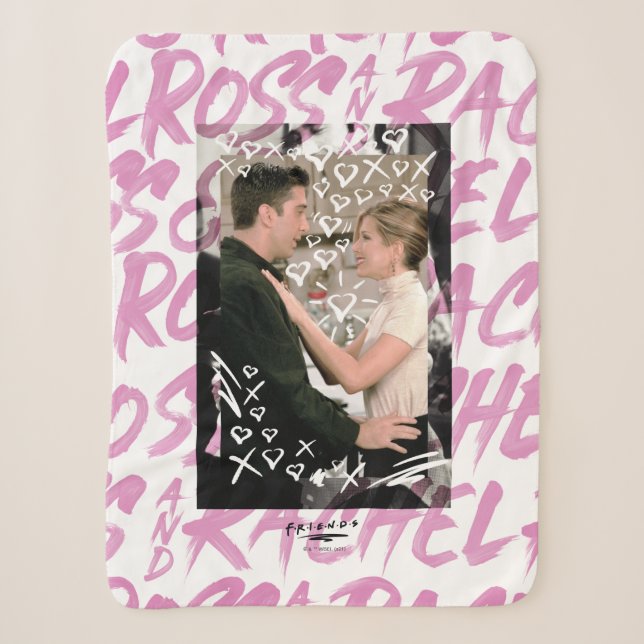 FRIENDS™ | Ross And Rachel Doodled Hearts Sherpa Blanket (Front)