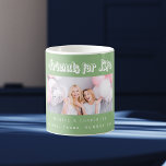 Friends sage green photo names coffee mug<br><div class="desc">A sage green coloured background.  Personalize and add your own photo,  selfie of your best friend(s) your names and place of event.  The text: Friends for Life is written with a modern style script.  Perfect as a gift for yourself or as a birthday or Christmas gift for your friends.</div>