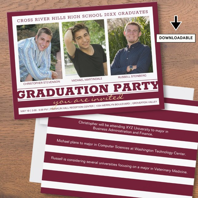 Friends Siblings Graduation Party Maroon 3 Photo Invitation (Creator Uploaded)
