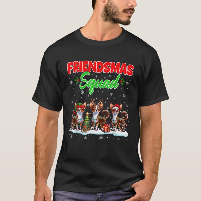 Friends Squad Christmas Three Santa Reindeer Elf C T-Shirt (Front)