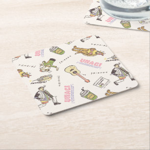 FRIENDS™ Tan Cartoon Pattern Square Paper Coaster