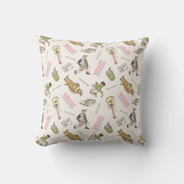 FRIENDS™ Tan Cartoon Pattern Throw Pillow (Front)