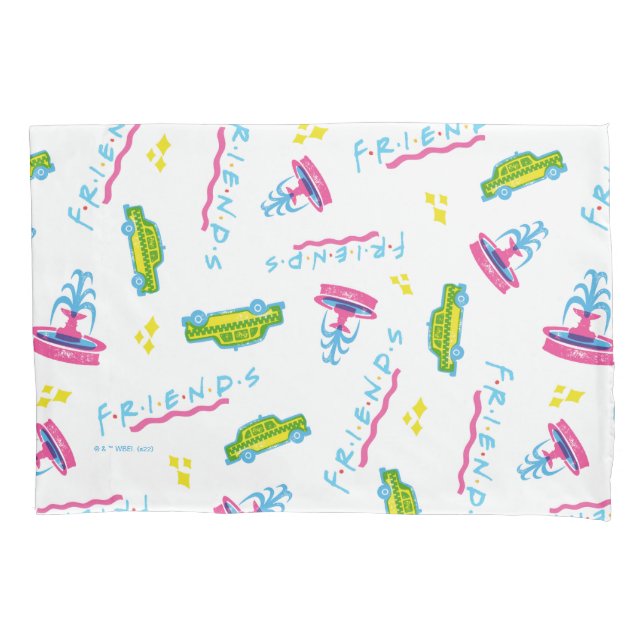 FRIENDS™ Taxi and Water Fountain Pattern Pillowcase (Front)