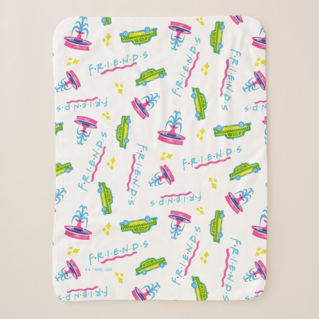 FRIENDS™ Taxi and Water Fountain Pattern Sherpa Blanket (Front)