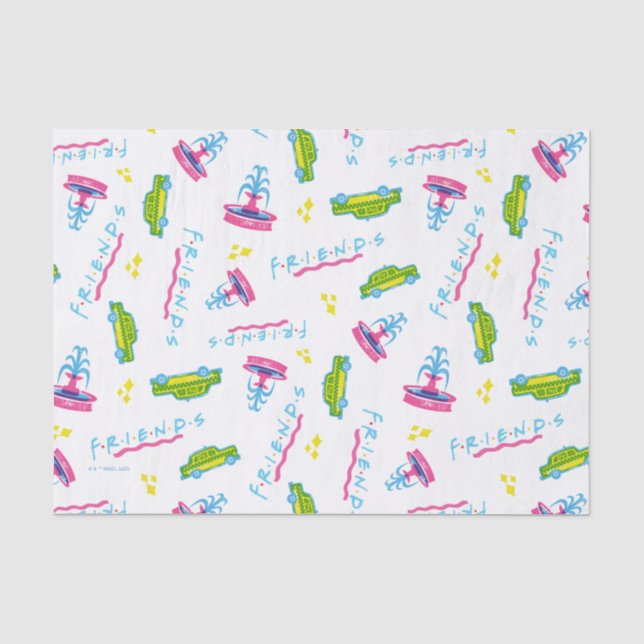 FRIENDS™ Taxi and Water Fountain Pattern Tissue Paper (Front)