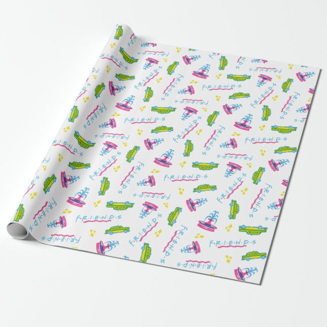 FRIENDS™ Taxi and Water Fountain Pattern Wrapping Paper (Unrolled)