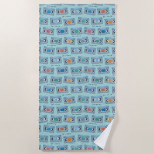 FRIENDS™   The One With Video Tape Pattern Beach Towel