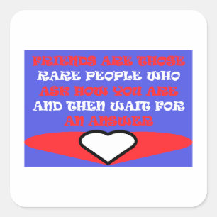 Friends themed colors red blue white design keyc square sticker