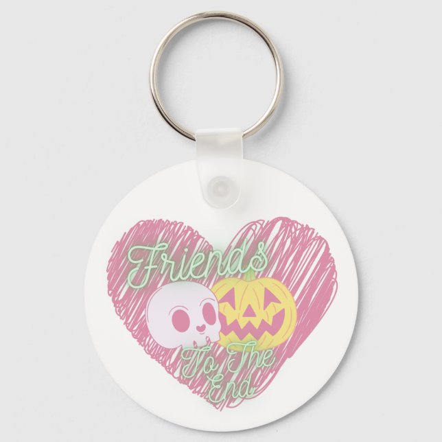 Friends to the end, Ghost and Skull  Keychain (Front)
