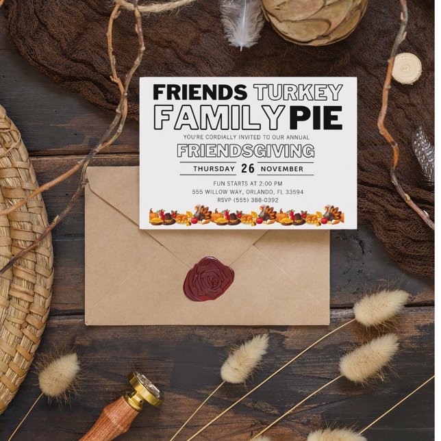 Friends Turkey Pie Friendsgiving Thanksgiving  Invitation (Creator Uploaded)
