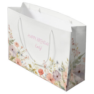 FRIENDS tv show Birthday Watercolor white floral  Large Gift Bag