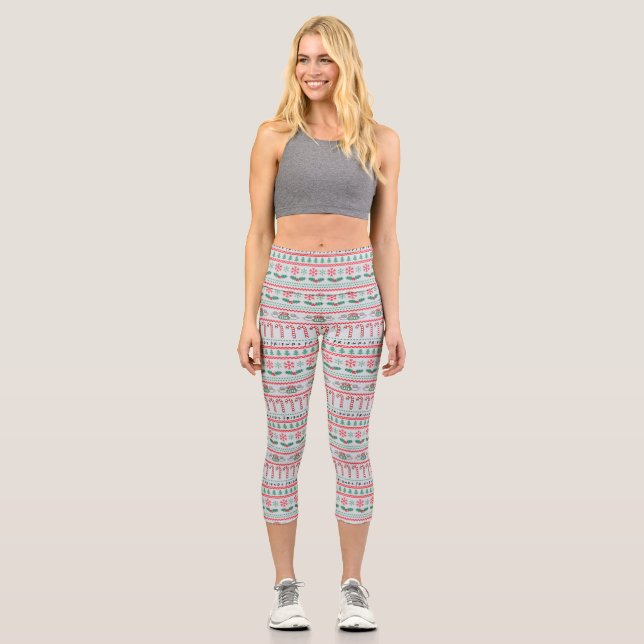 FRIENDS™ | Ugly Sweater Christmas Pattern Capri Leggings (Front)